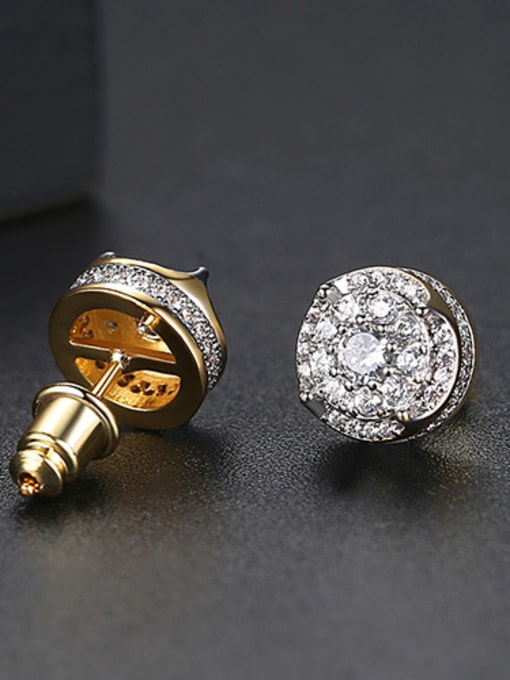 gold Copper With White Gold Plated Simplistic Round Party Stud Earrings