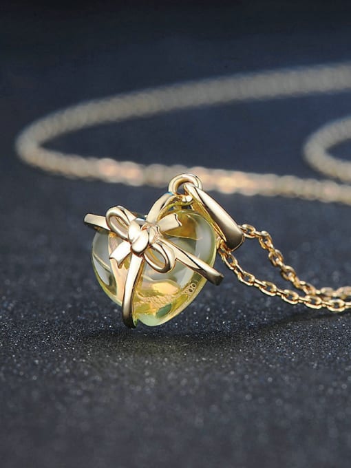 ZK Heart-shape Yellow Crystal Pendant with Gold Plated 3