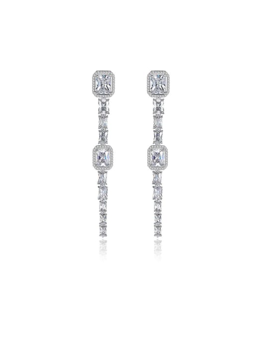 BLING SU Copper  With Platinum Plated Trendy Geometric Tassels  Earrings 0