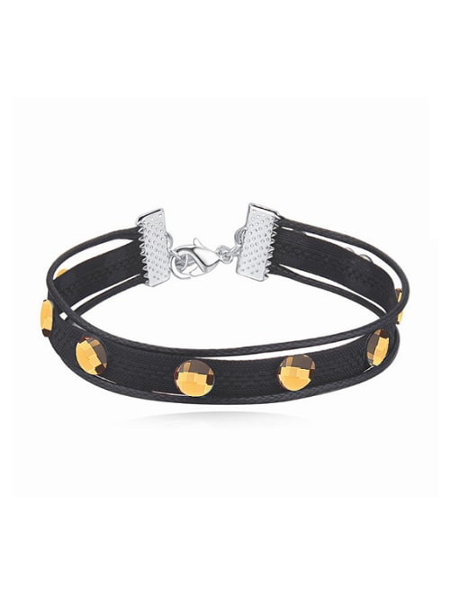 yellow Personalized Black Band Cubic austrian Crystals Alloy Bracelet