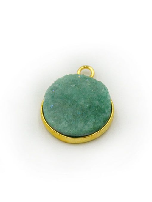 Green Simple Natural Crystal Round Gold Plated Pendant