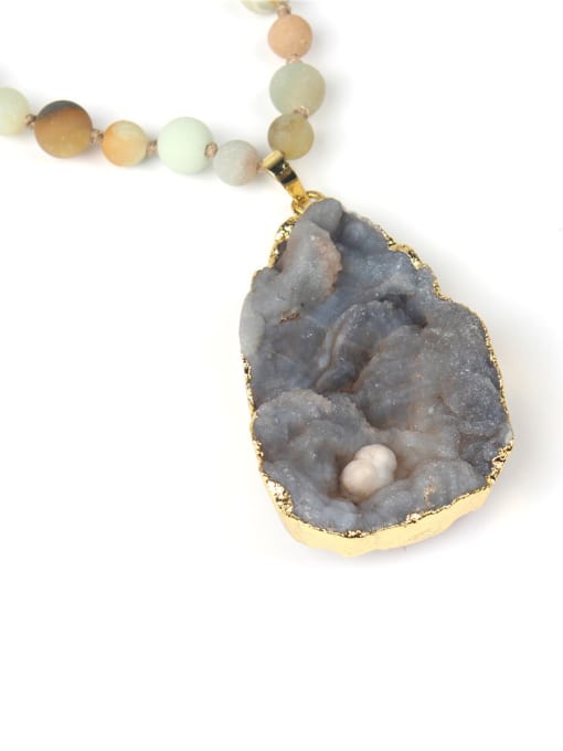 handmade Natural Irregular Stone Pendant Women Necklace 1