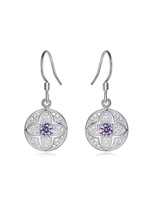 CEIDAI Fashion Shiny Zirconias Round 925 Silver Earrings 0