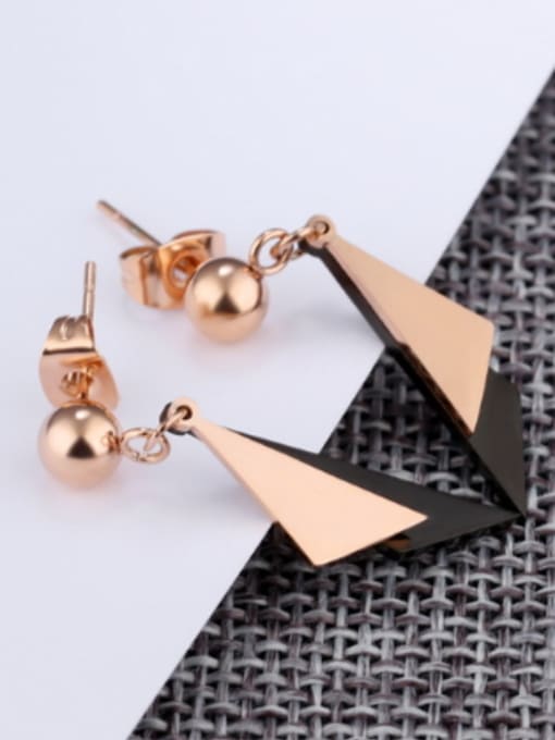 Open Sky Fashion Triangle Beads Smooth Titanium Stud Earrings 2