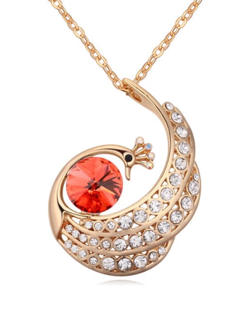 red Fashion Cubic austrian Crystals Peacock Alloy Necklace