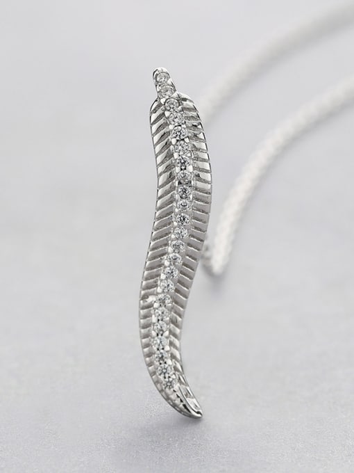 One Silver Feather Shaped Necklace 2