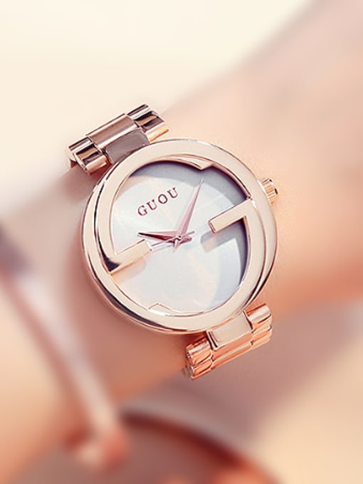 GUOU Watches GUOU Brand Simple Rose Gold Plated Watch 0