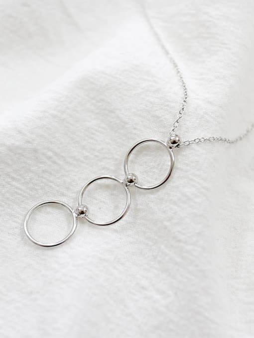 DAKA Simple Personalized Three Circles Pendant Silver Necklace 0