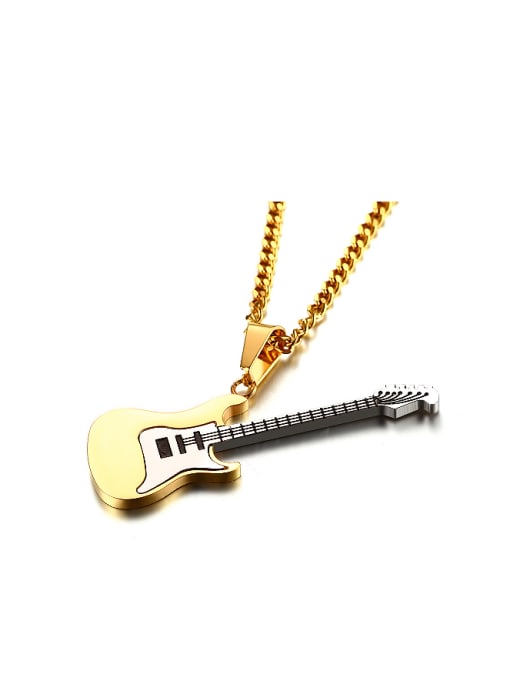CONG Exquisite Gold Plated High Polished Titanium Guitar Pendant 0