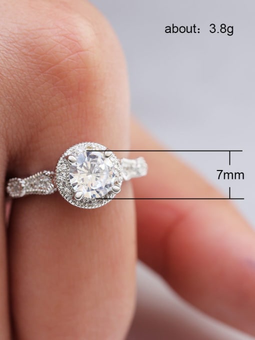 MATCH Copper With White Gold Plated Delicate Round  Cubic Zirconia Solitaire Rings 1