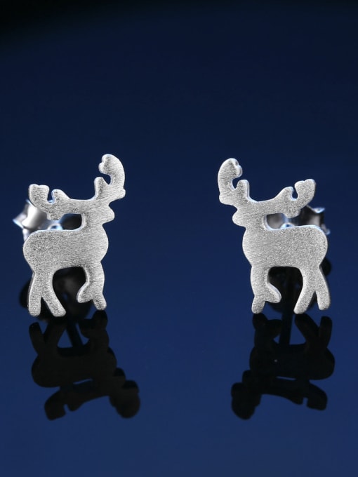 ZK Simple Tiny Deer 925 Sterling Silver Stud Earrings 0