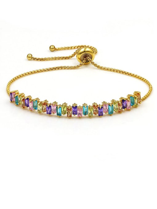 018 true gold color Copper With Cubic Zirconia Fashion Flower  adjustable Bracelets