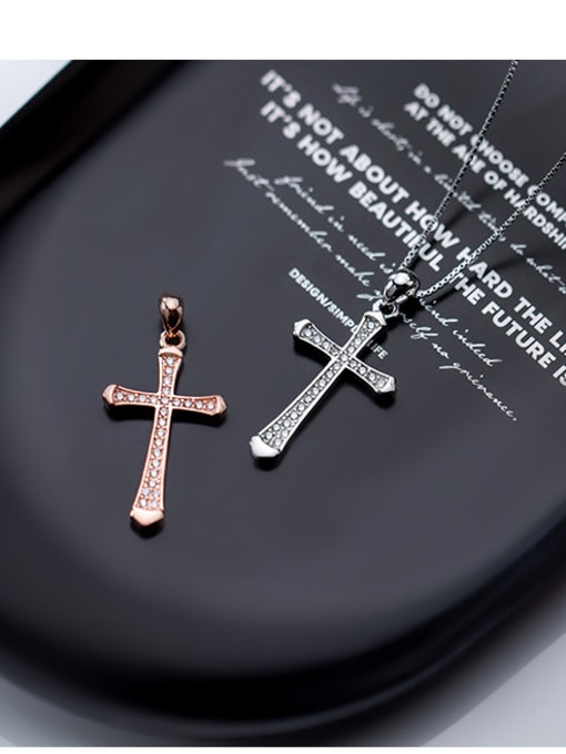 Rosh 925 Sterling Silver With Cubic Zirconia Fashion Cross Pendants 3