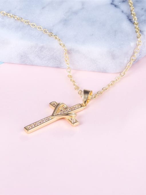 Ronaldo Unisex Exquisite Cross Shaped Zircon Necklace 1