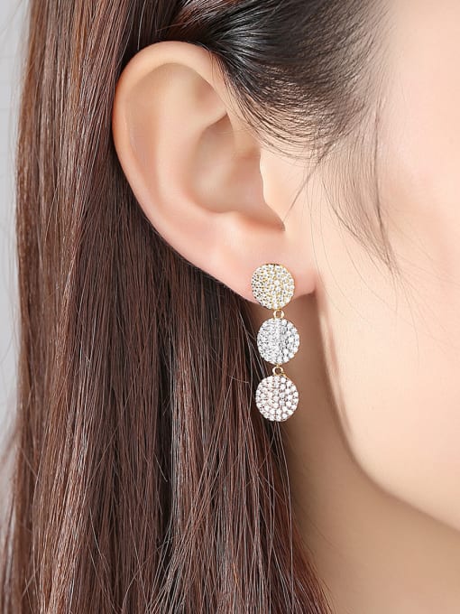 BLING SU Copper inlaid AAA zircon Round Earrings 1