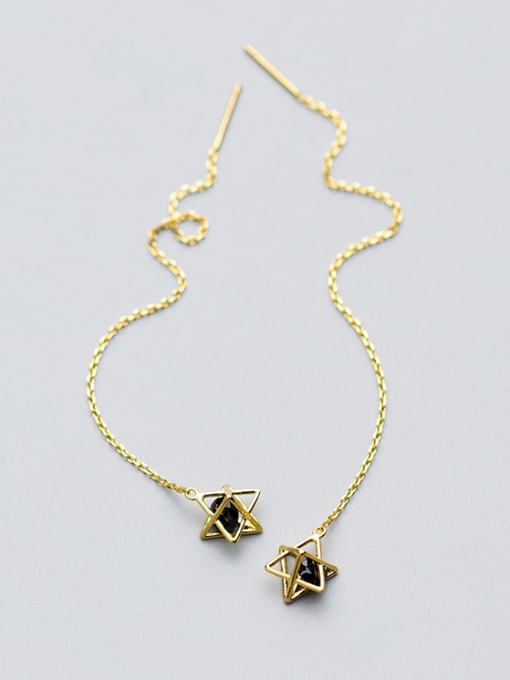 Rosh Trendy Gold Plated Star Shaped Black Zircon Line Earrings 0