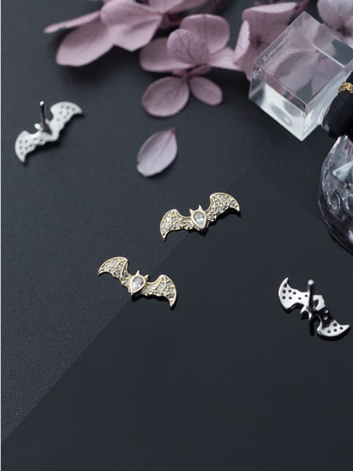 Rosh Sterling silver micro-inlay AAA zricon bat cute earrings 2