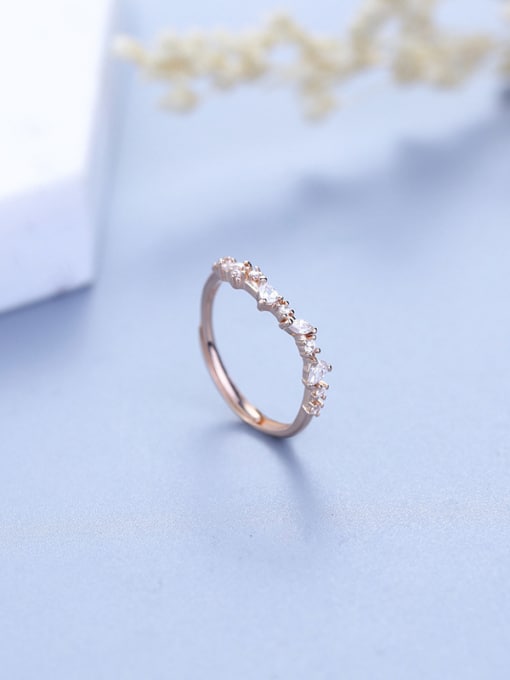 One Silver Rose Gold Plated Flower Ring 2
