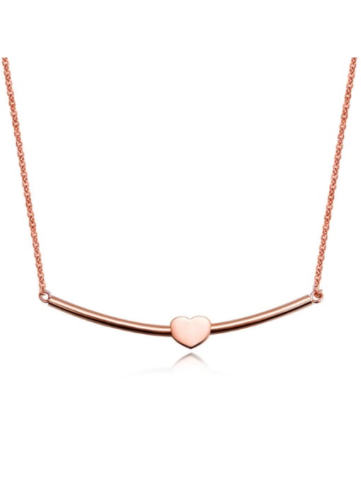 JINDING Heart-shaped Female Models Titanium Steel Rose Gold Necklace 0