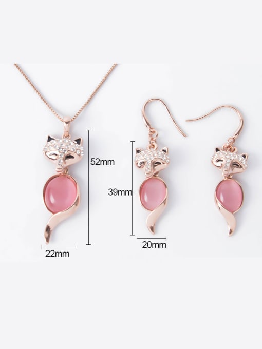 BESTIE Alloy Rose Gold Plated Fashion Fox Opal Two Pieces CZ Jewelry Set 2