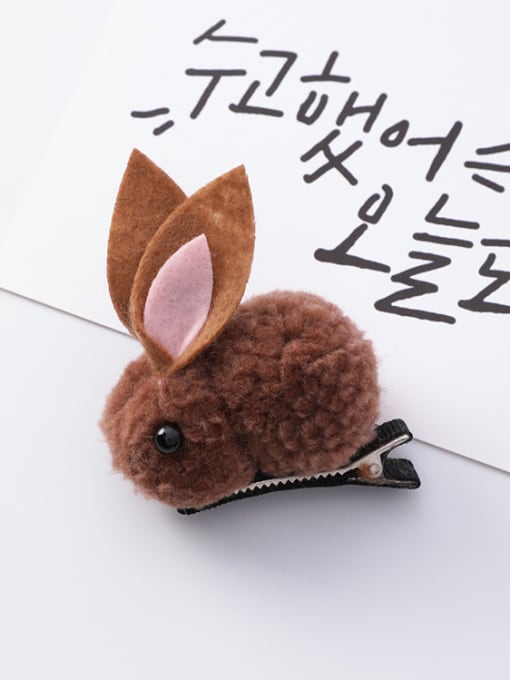 E-brown (hairpin) Children's Plush ornaments With Cartoon Plush three-dimensional rabbit Hair Ropes