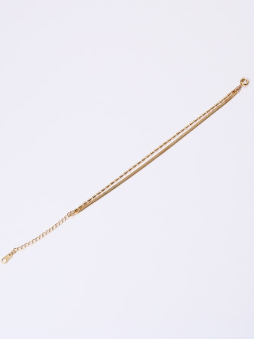 GROSE Titanium With Gold Plated Simplistic Multi-layer Chain Bracelets 2