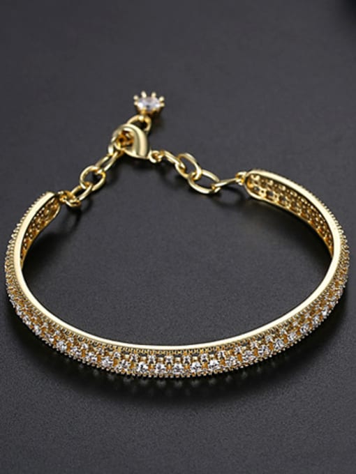 gold Copper With Cubic Zirconia  Simplistic Hollow  Lock heart  Bracelets