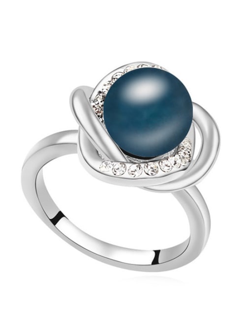 QIANZI Fashion Imitation Pearl-accented Flowery Alloy Ring 2