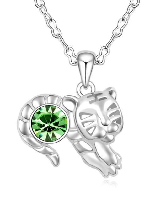 green Fashion Cubic austrian Crystal Tiger Pendant Alloy Necklace
