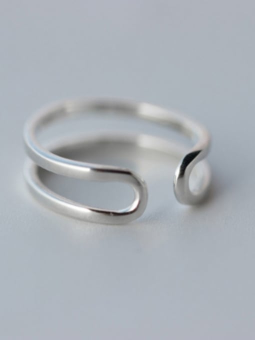Rosh S925 silver double lines minimalist opening ring 1
