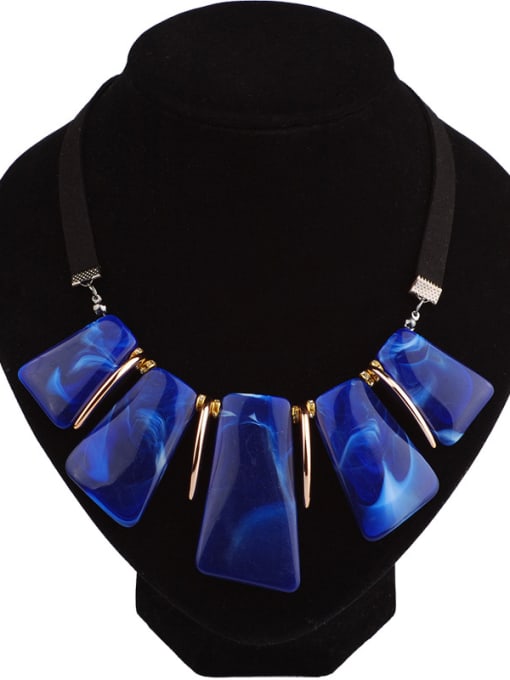 Blue Fashion Geometrical Resin Pendant Alloy Necklace