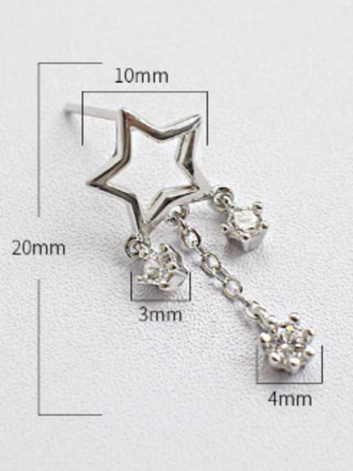 DAKA Fashion Hollow Star Cubic Zirconias Silver Stud Earrings 3