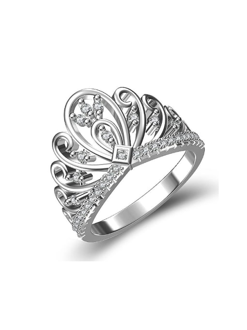 Platinum Exquisite Cubic Zirconias Crown Copper Ring