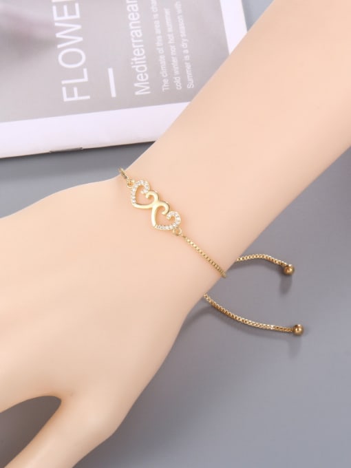 Mo Hai Copper With Cubic Zirconia Simplistic Heart Adjustable Bracelets 1