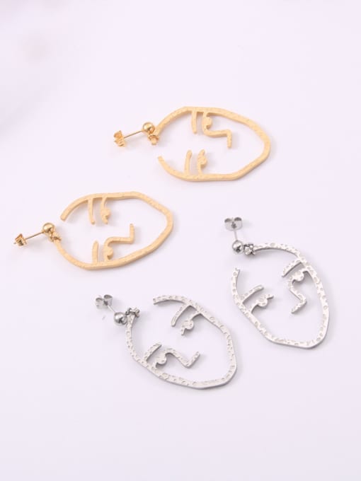 GROSE Titanium With Gold Plated Personality Abstract Face  Drop Earrings 1