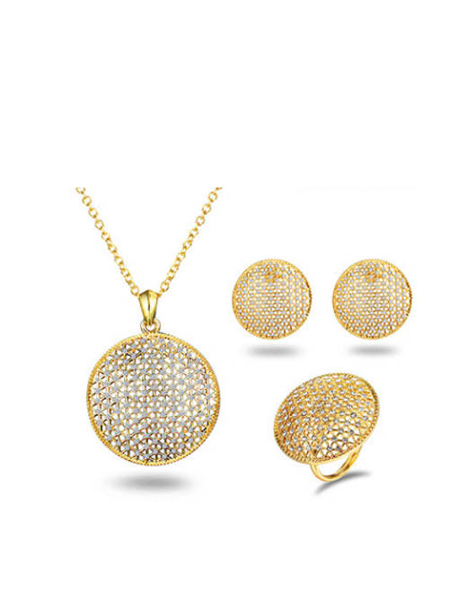 gold Luxury 18K Gold Plated Round Shaped Two Pieces Jewelry Set