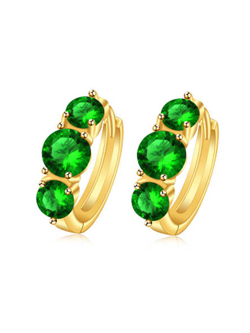 green Copper Alloy 24K Gold Plated Fashion Artificial Zircon Clip clip on earring