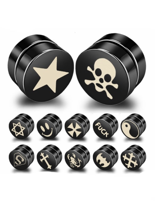 BSL Stainless Steel With Black Gun Plated Personality Geometric Stud Earrings 0