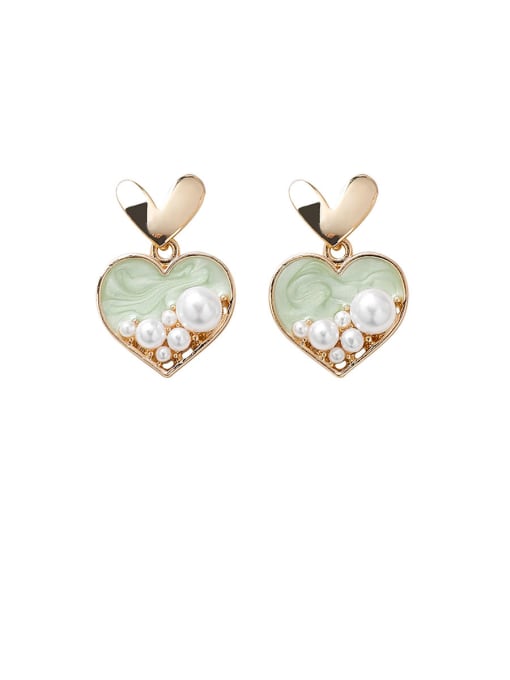 Girlhood Alloy With  Artificial Pearl  Fashion Candy Colors Heart Stud Earrings 1