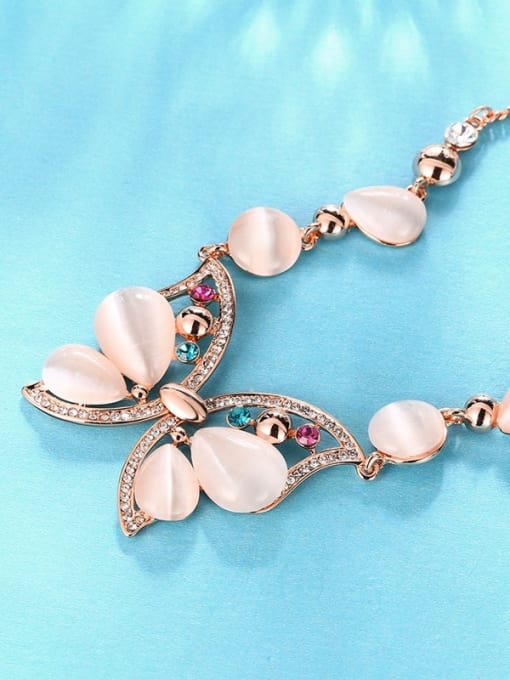 Ronaldo Women Elegant Butterfly Shaped Opal Necklace 2