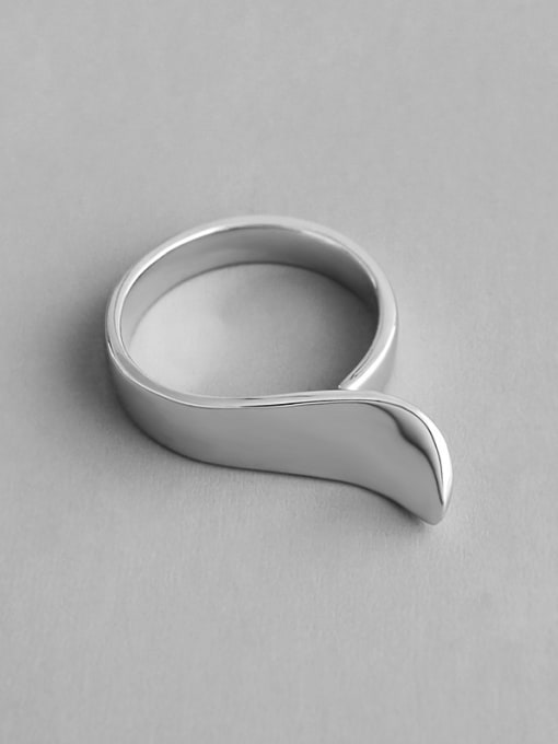 DAKA 925 Sterling Silver With Platinum Plated Simplistic Geometric Free Size Rings 3