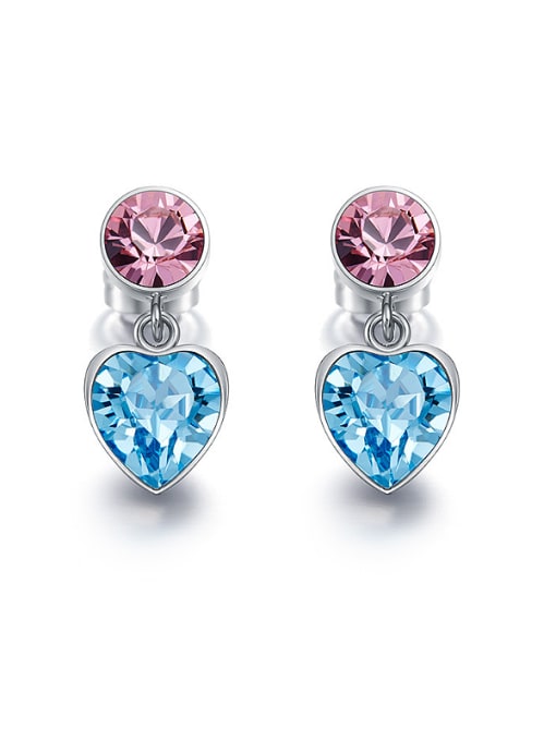 pink and Blue Heart-shaped austrian Crystal drop earring