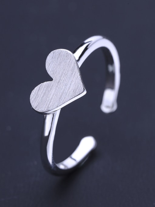 One Silver Trendy 925 Silver Heart Shaped Ring 2