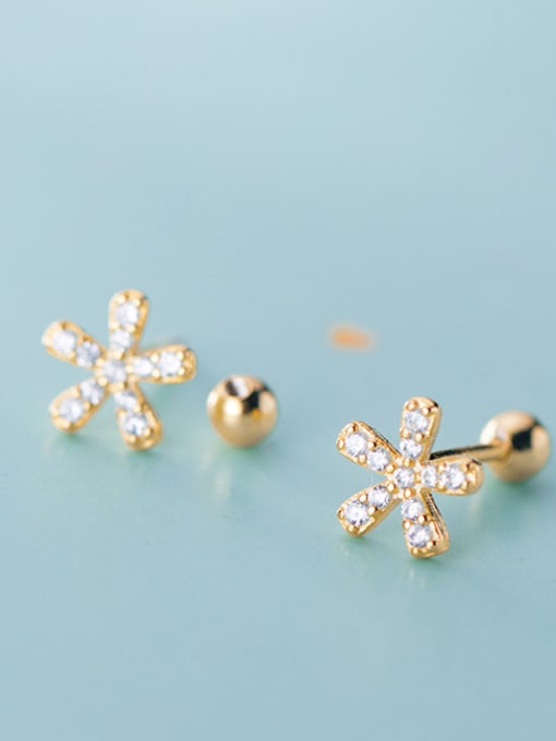 Rosh 925 Sterling Silver With Cubic Zirconia Cute Flower Stud Earrings 2