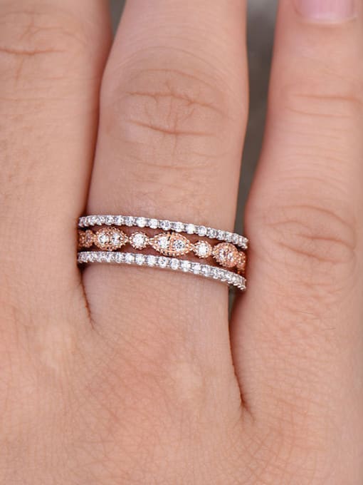 MATCH Copper With White Gold Plated Delicate Cubic Zirconia Rings 1