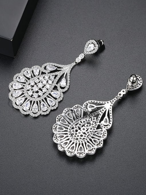 BLING SU AAA zircon retro court exaggerated luxury water-drop earrings