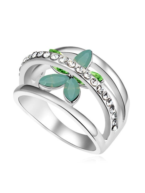 Green 1 Fashion austrian Crystals-Flower Alloy Ring