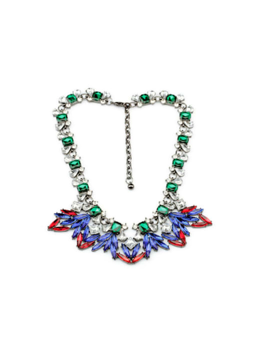 KM Exaggerated Colorful Flower Alloy Necklace 0