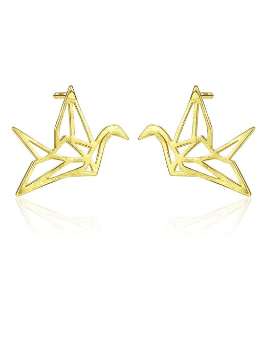 CCUI 925 Sterling Silver With Glossy  Simplistic Paper crane Stud Earrings