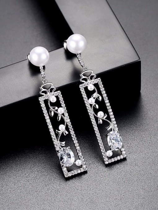 BLING SU Europe and America fashion long creative AAA zircon pearl new Earrings 3